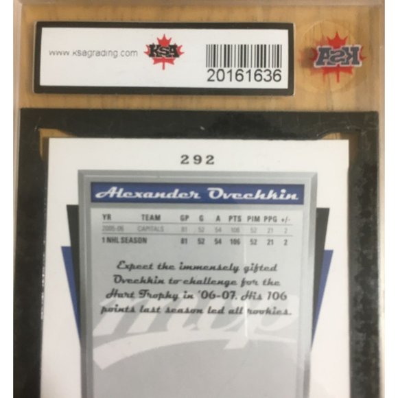 2006 Alex Ovechkin Capitals 2nd Year Rookie Era CARD GRADED KSA 9 MINT - Picture 5 of 6